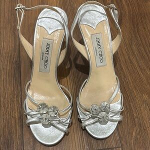 Jimmy Choo Metallic Silver Heels